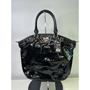 Coach Black Madison Lindsey Patent Leather Satchel Purse No Crossbody Strap